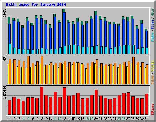 Daily usage for January 2014