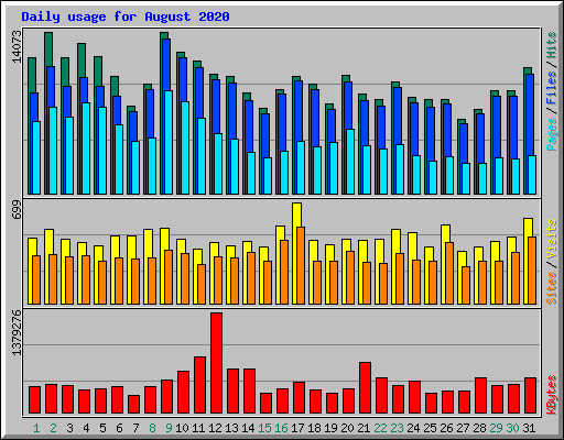 Daily usage for August 2020