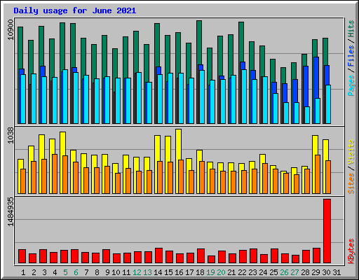 Daily usage for June 2021