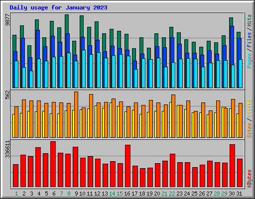 Daily usage for January 2023