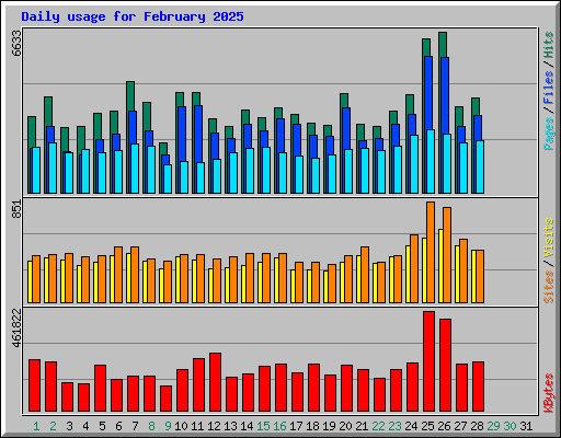 Daily usage for February 2025