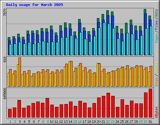 Daily usage for March 2025