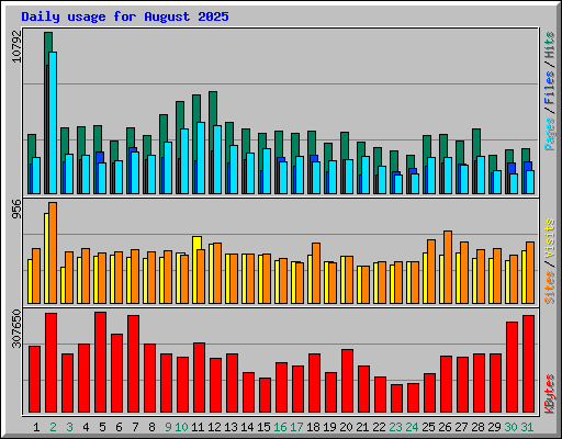 Daily usage for August 2025