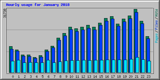 Hourly usage for January 2018