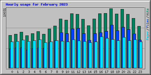 Hourly usage for February 2023